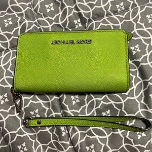 Michael Kors green wristlet